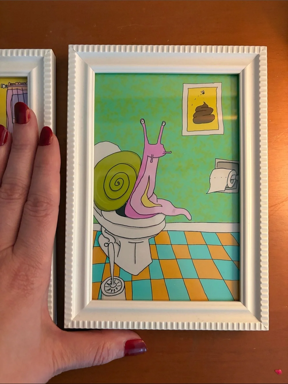 Whimsical Snail Bathroom Art Prints - Trio in Pastel Greens, Pinks & Yellows